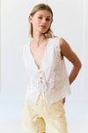 Miranda Lace Trim Tie-Front Top
