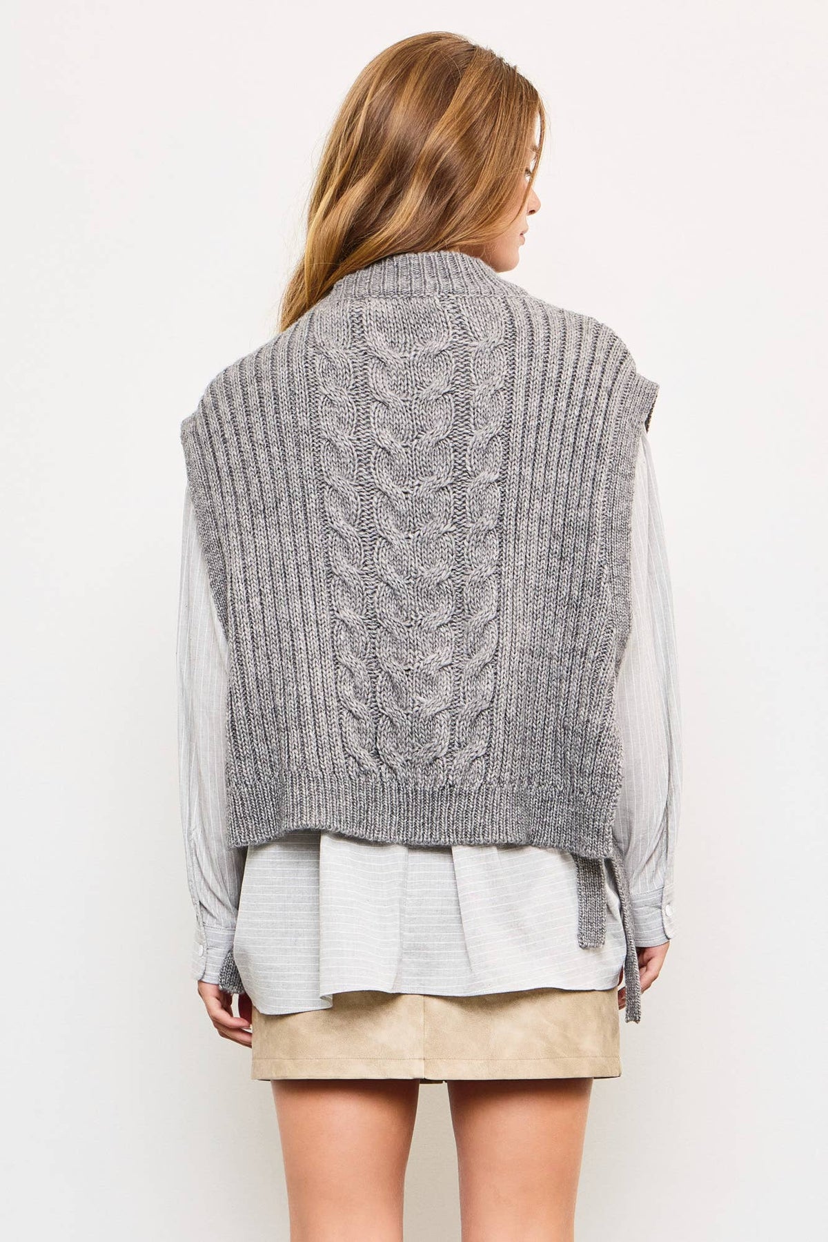 Side Tie Cable Knit Top