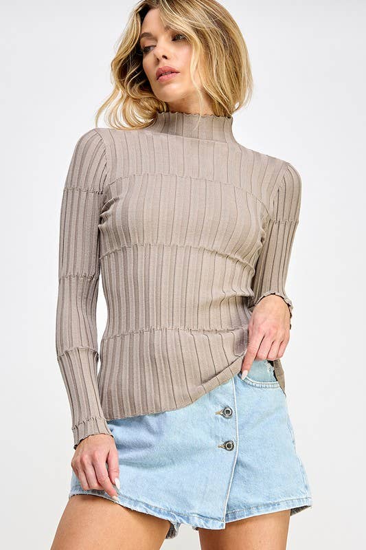 Rib Knit Long Sleeve Top