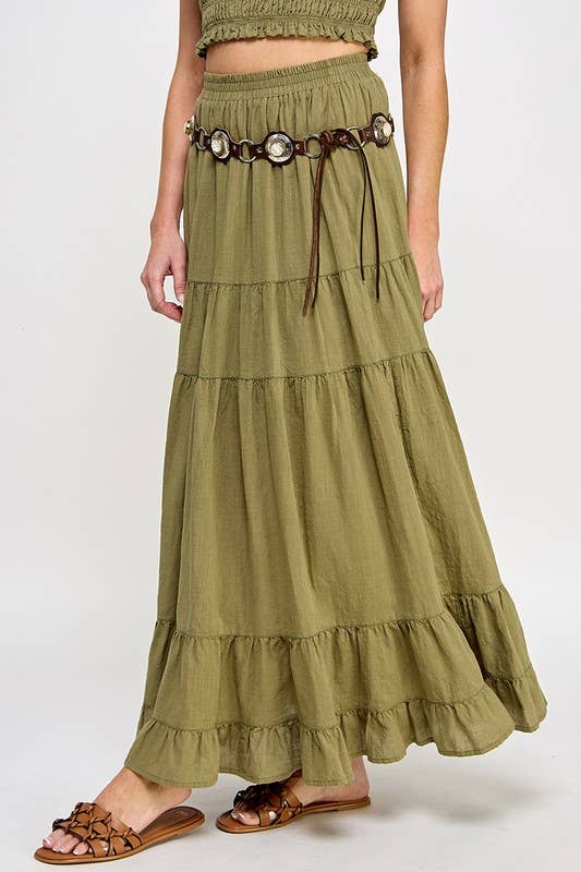 High-Waisted Cotton Maxi Skirt