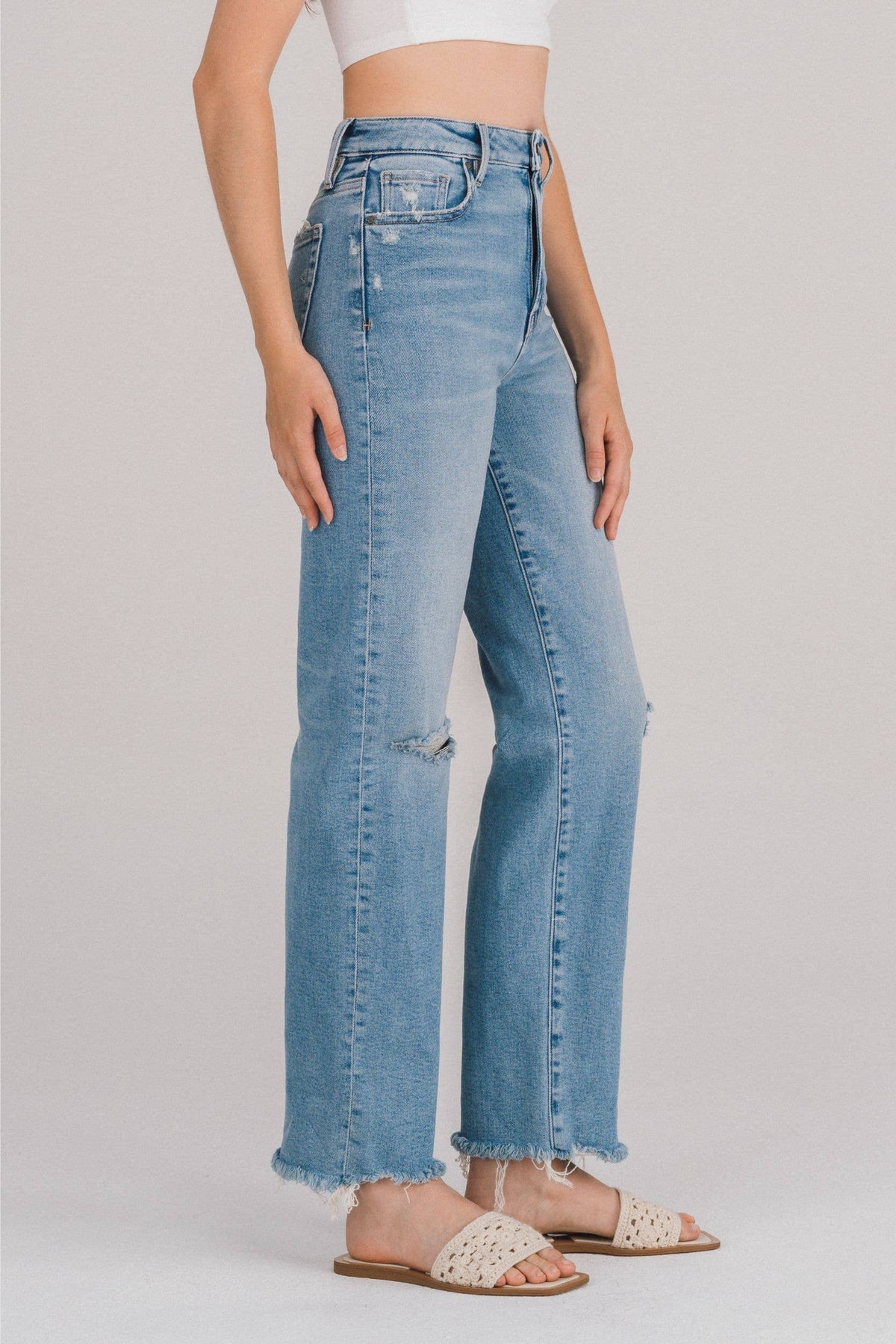 Distressed Straight Leg Jean