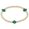 Signature Cross 3mm Gold Bracelet - Emerald