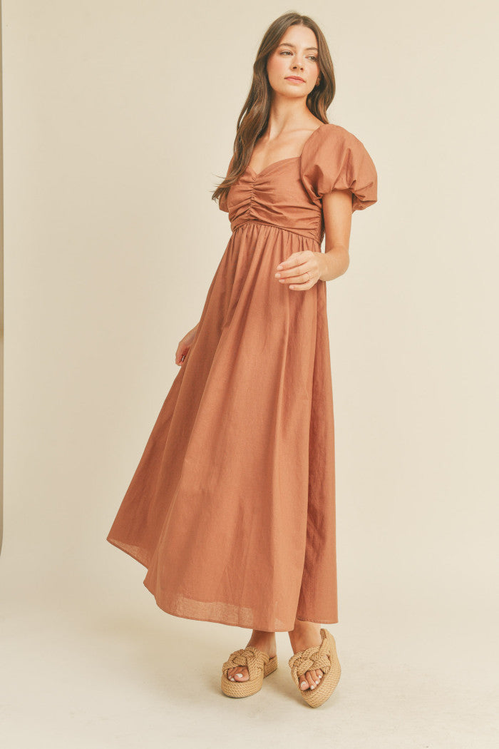 Puff Sleeve Midi Dress