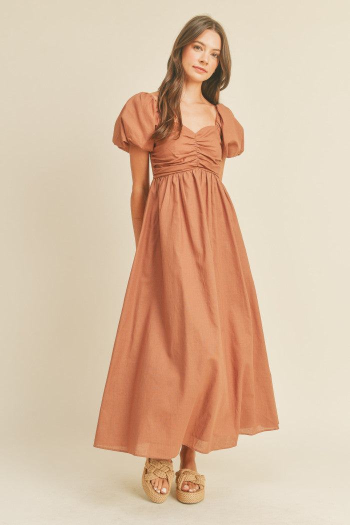 Puff Sleeve Midi Dress