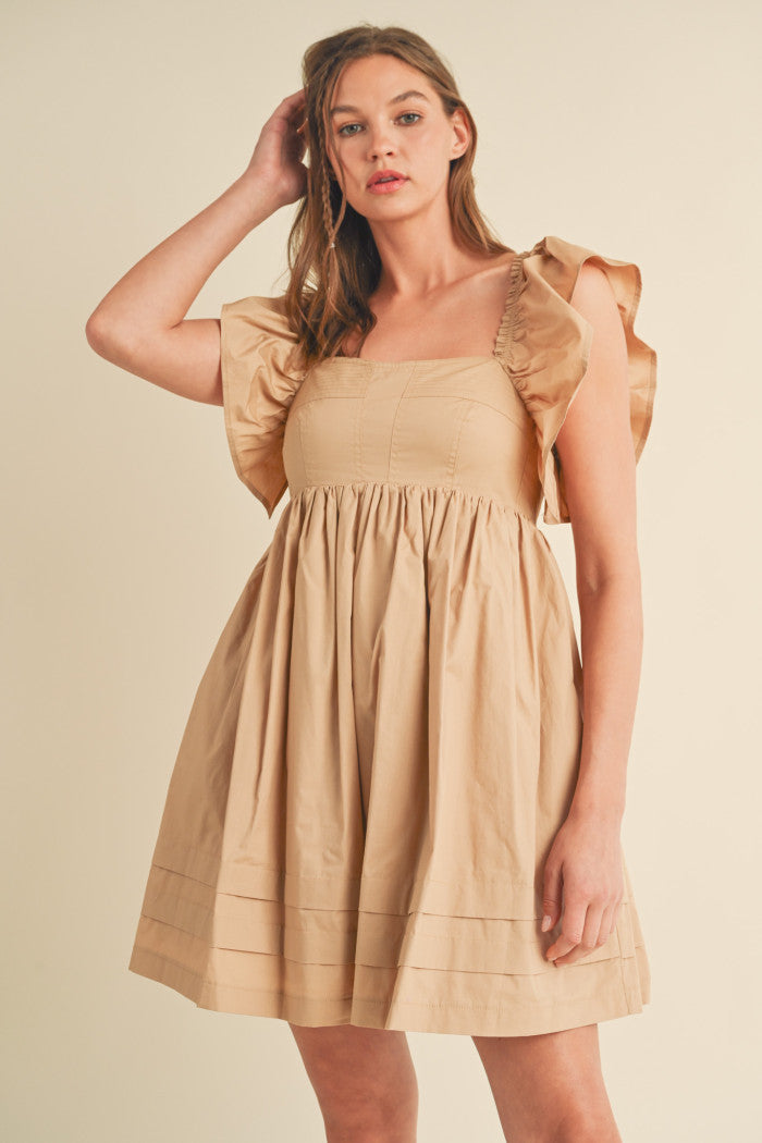 Ruffled Flutter Sleeve Dress