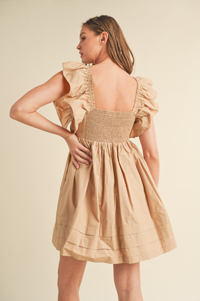 Ruffled Flutter Sleeve Dress