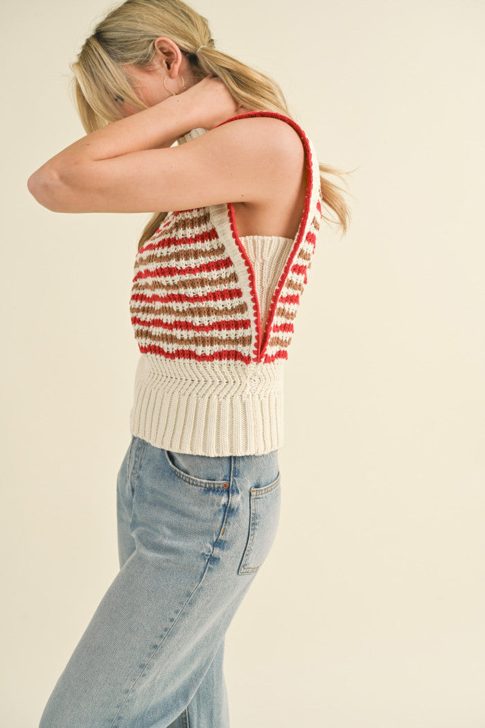 Contrast Stitch Sweater Vest