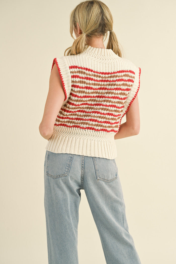 Contrast Stitch Sweater Vest