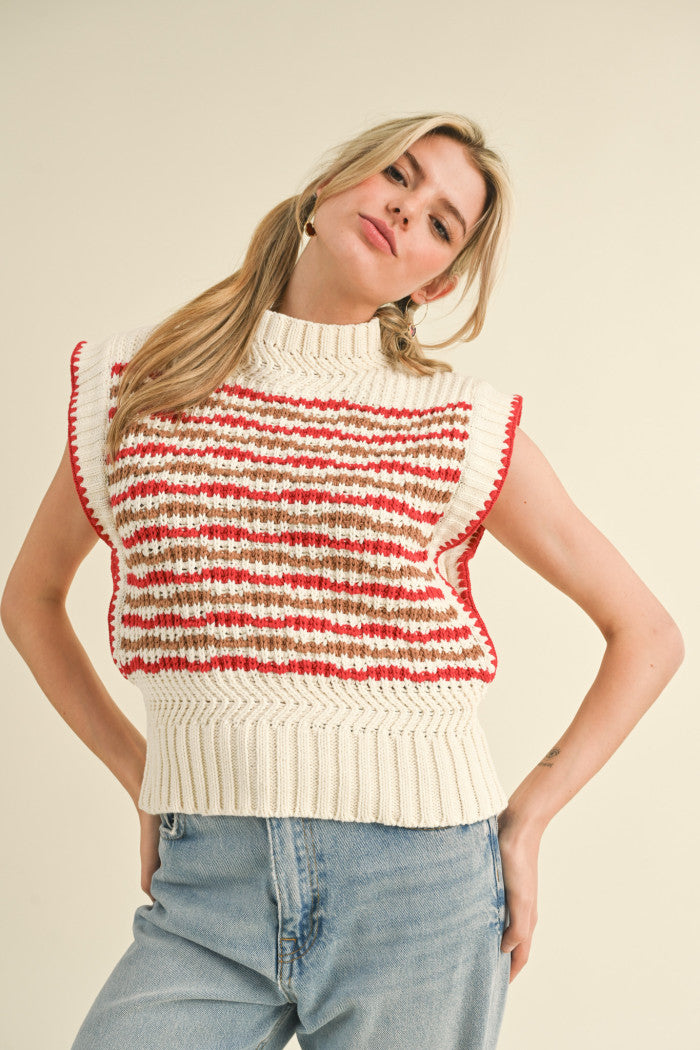 Contrast Stitch Sweater Vest