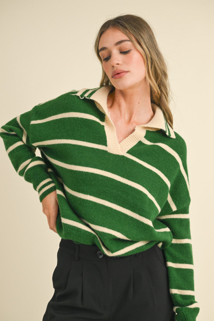 Striped Collared Sweater