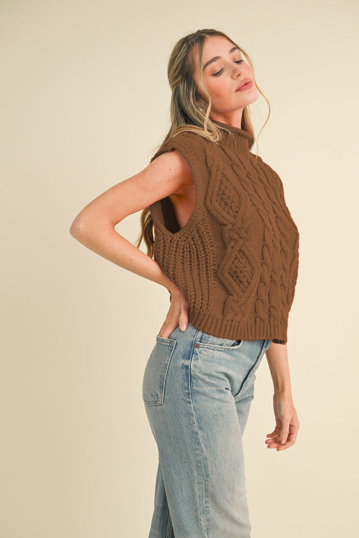 Chunky Cable Knit Vest