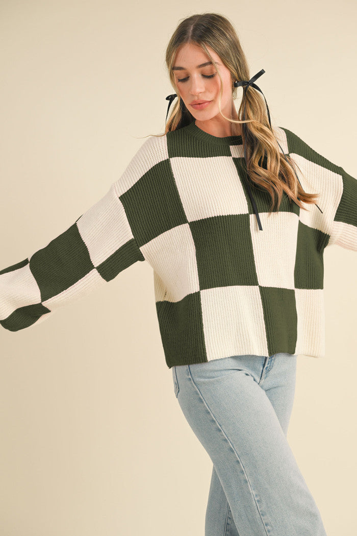 Oversized Checkered Sweater