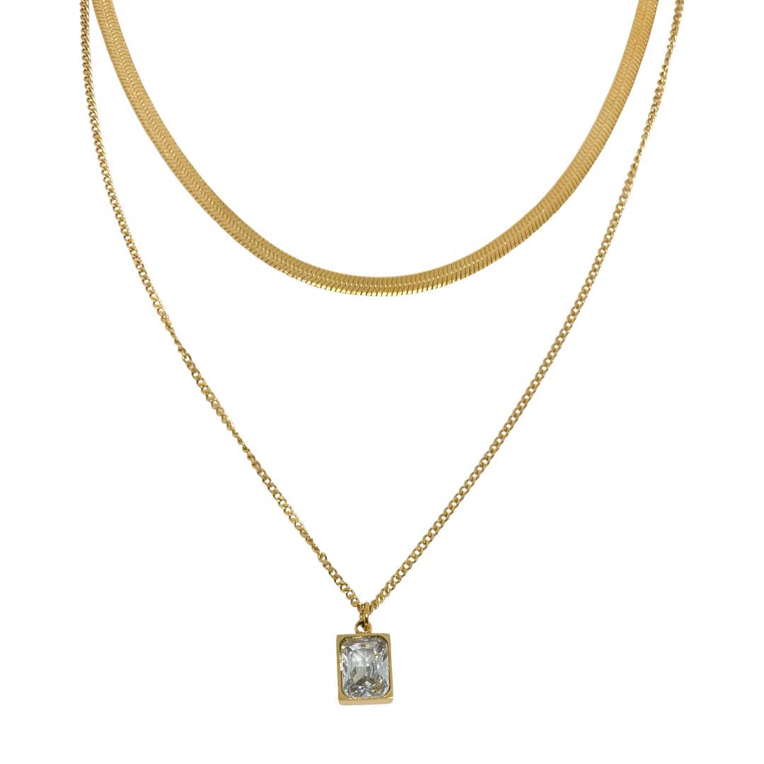 Priscilla Crystal Double Chain Necklace
