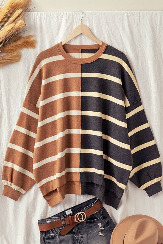 Two Tone Stripe Pattern Sweater