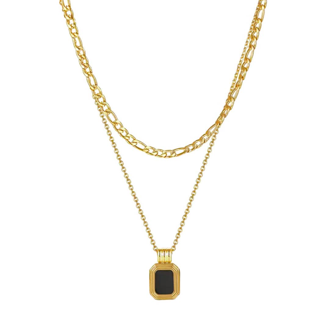 Black Onyx Double Chain Necklace