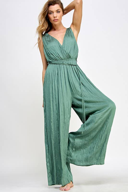 Wrinkled Satin Effect Jumpsuit