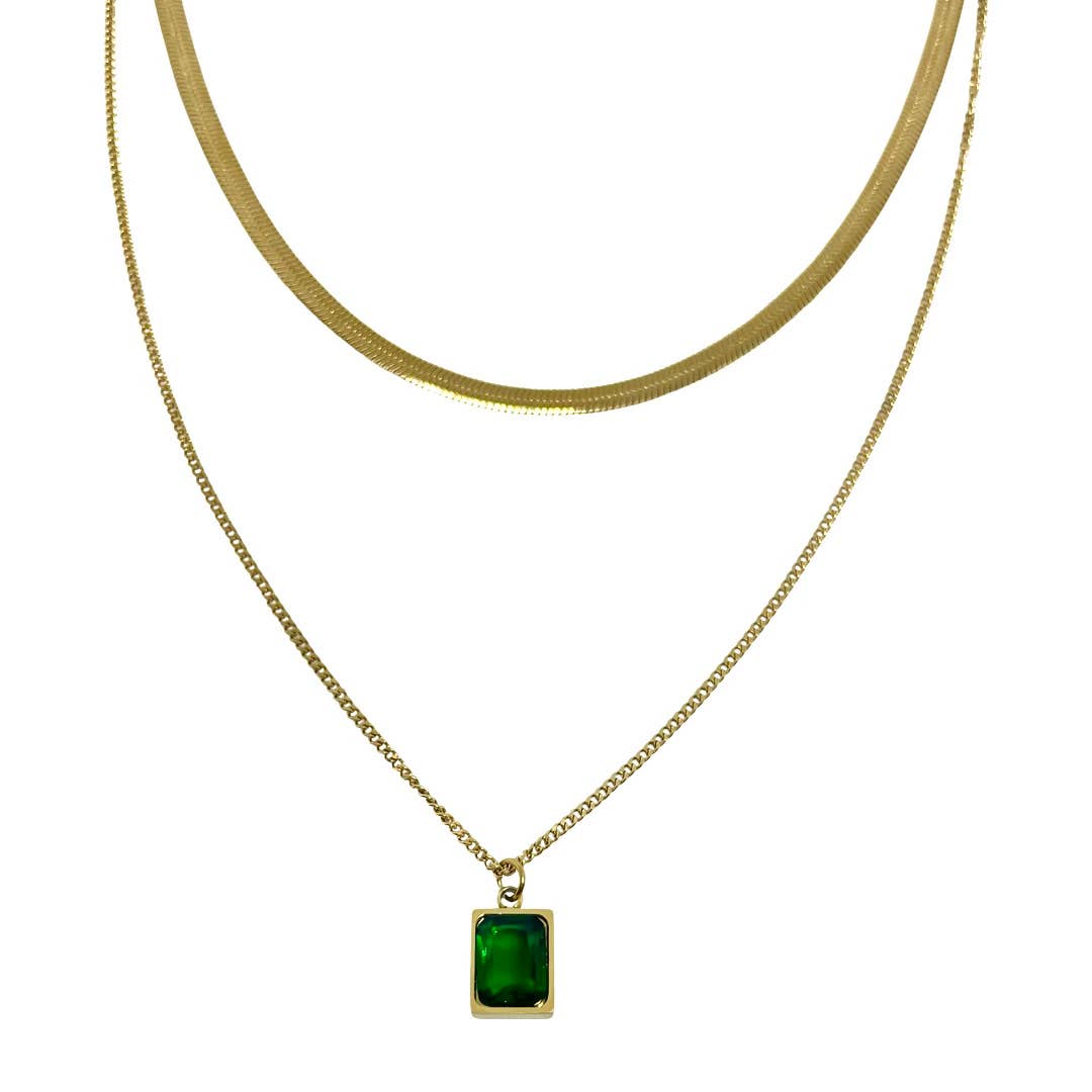 Juliana Emerald Double Chain Necklace